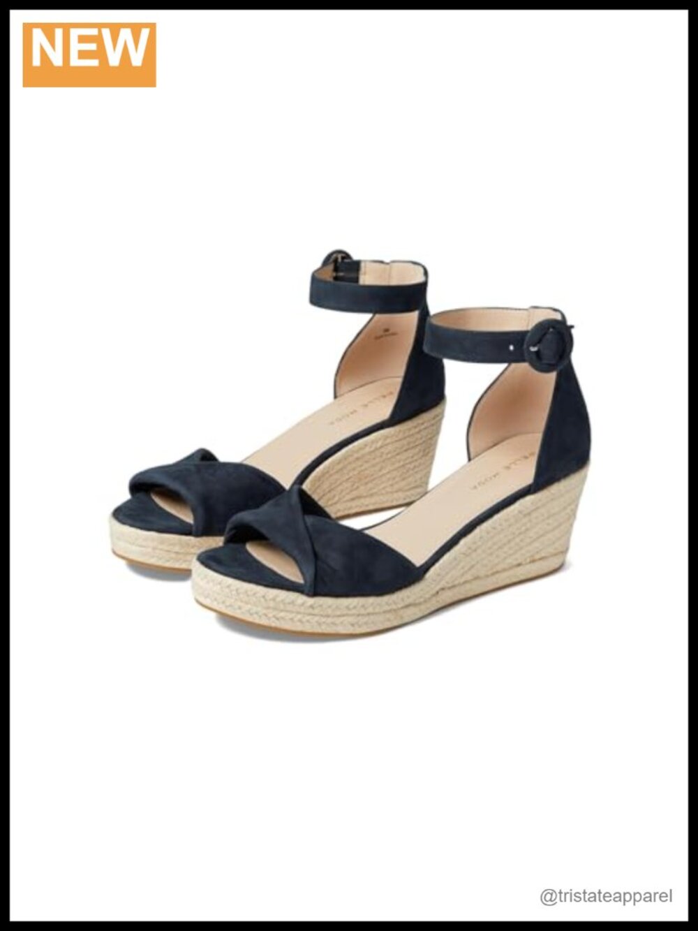 Suede Wedge Sandals with Jute Wrapped Heel and Twisted Upper Straps